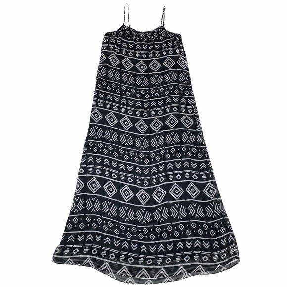 FOREVER 21 Black White Aztec Maxi Dress Medium - Picture 8 of 11